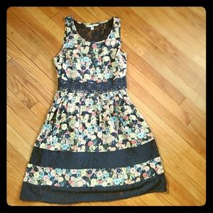 LC Sleeveless A-line Floral and Lace Dress Size 4